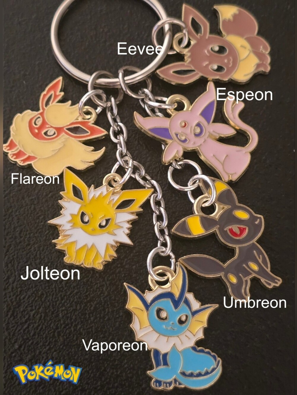 Pokémon 6 Eeveelutions Enamel Charms Keychain